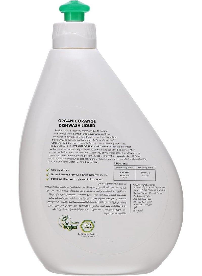 Organic Larder Organic Orange Dishwashing Liquid Plant Based 500 ML - Image 2